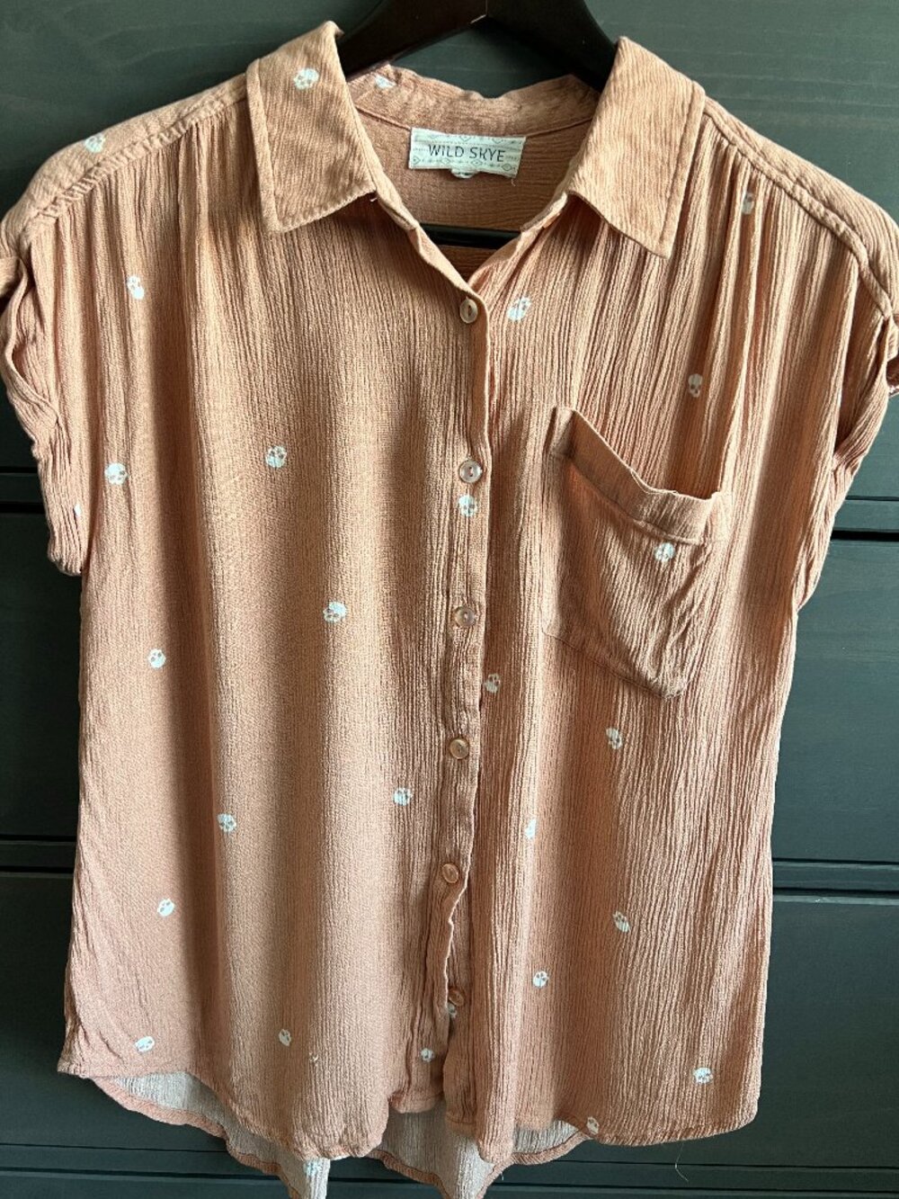 Wild Skye short-sleeve button-down in peach